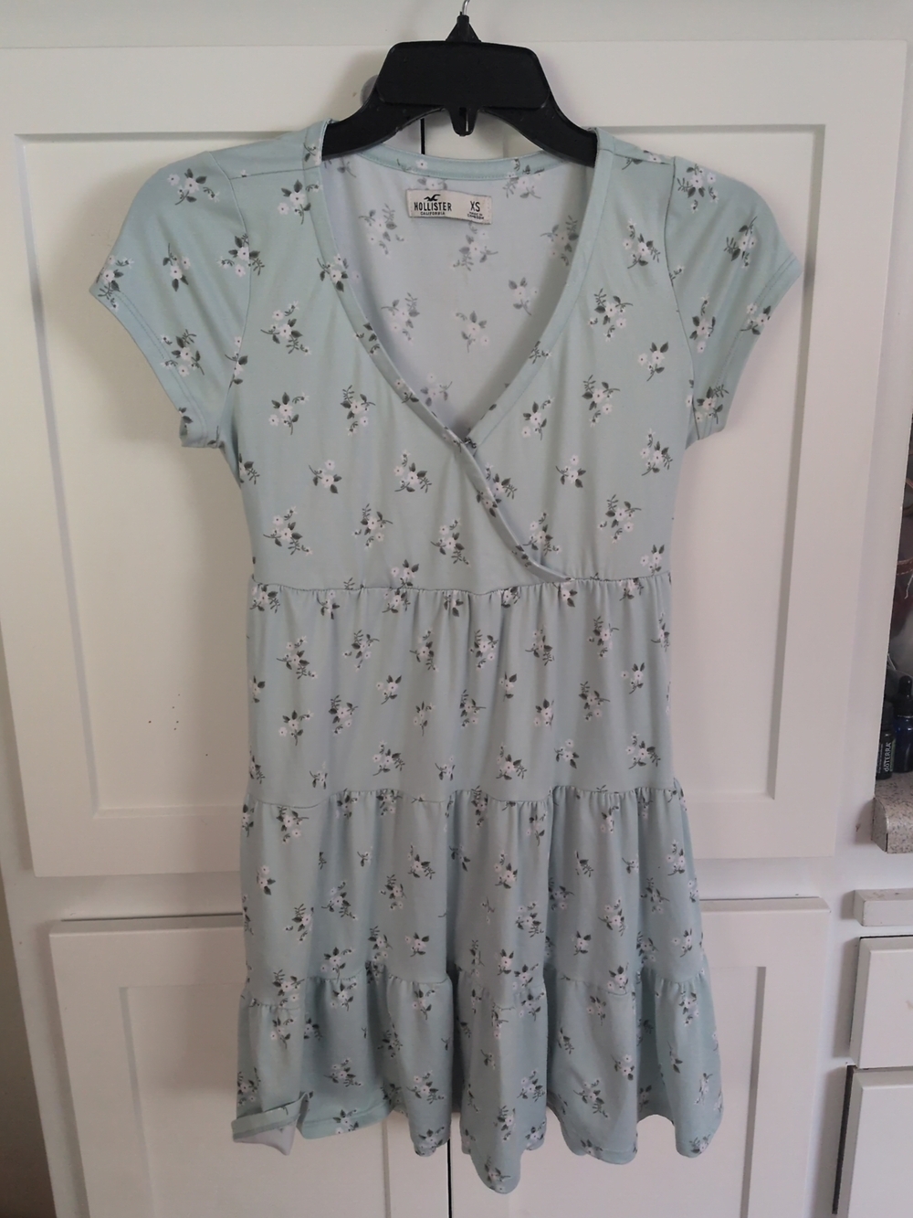 Hollister Pale Blue Floral V-Neck Dress